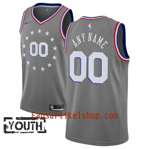 Philadelphia 76ers Trikot Benutzerdefinierte 2018-19 Nike City Edition Grau Swingman - Kinder